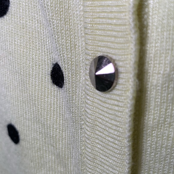 Tahari lime/Yellow Polka Dot Cardigan with studded snap details size small - Picture 3 of 8